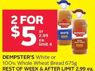 Rexall Dempster's white or 100% whole wheat bread offer