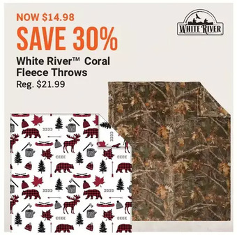 Cabela's White river coral fleece throws offer