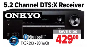 2001 Audio Video Onkyo 5.2 channel dts:x receiver offer