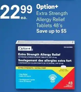 Guardian Pharmacy Option+ extra strength allergy relief tablets offer