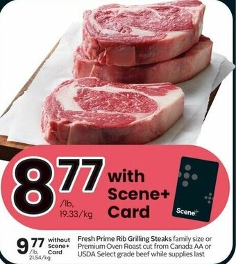 Sobeys Fresh Prime Rib Grilling Steaks offer