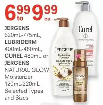 Guardian Pharmacy Jergens, lubriderm, curel or jergens natural glow moisturizer offer