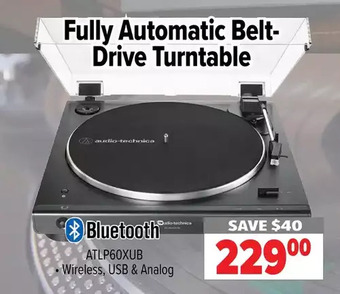 2001 Audio Video Audio-technica fully automatic belt-drive turntable offer