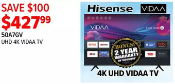 2001 Audio Video Hisense 4k uhd vidaa tv offer