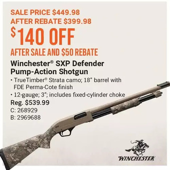 Cabela's Winchester sxp defender pump-action shotgun offer