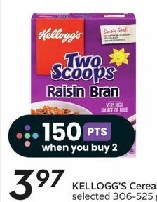 Sobeys KELLOGG'S Cereal selected 306-525 g offer