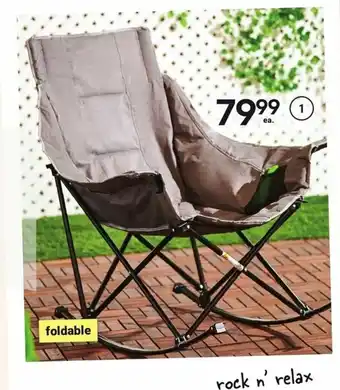 Giant Tiger Rocking camp chair includes carry bag, weight limit 242 lb, offer