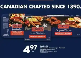 Giant Tiger Schneiders Mini-Sizzlers sausages, Oktoberfest sausages or sausage rounds offer