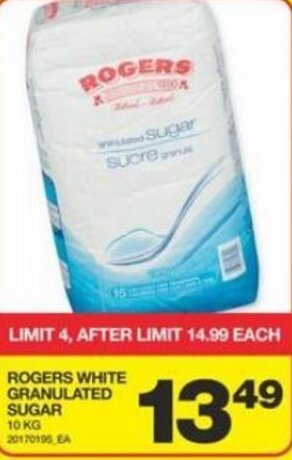Extra Foods ROGERS WHITE GRANULATED SUGAR 10 KG offer