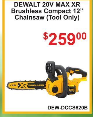Atlas Tools & Machinery Dewalt 20v max xr brushless compact 12 chainsaw (tool only) offer