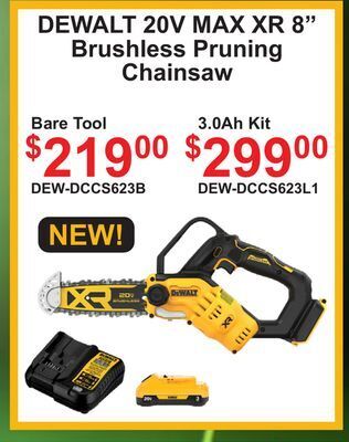 Atlas Tools & Machinery Dewalt 20v max xr 8 brushless pruning chainsaw offer