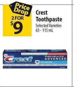 Co-op Crest Toothpaste Selected Varieties 63-115 mL offer