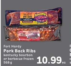 IGA Fort Hardy Pork Back Ribs kentucky bourbon or barbecue frozen 568 g offer