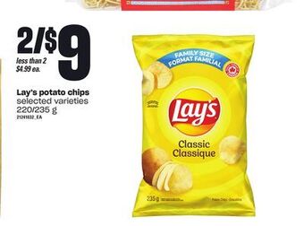 Loblaws Lay's potato chips, 220/235 g offer