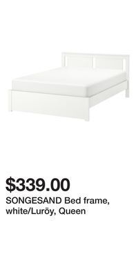 IKEA Songesand bed frame, white/luröy, queen offer