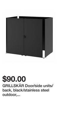 IKEA Grillskär door/side units/back, black/stainless steel outdoor, 86x61 cm (33 7/8x24 ) offer