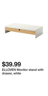 IKEA Elloven monitor stand with drawer, white offer