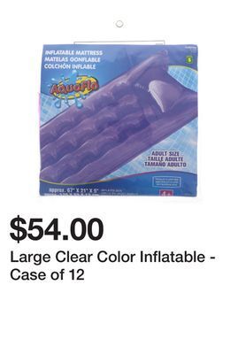Dollarama Large clear color inflatable - case of 12 offer
