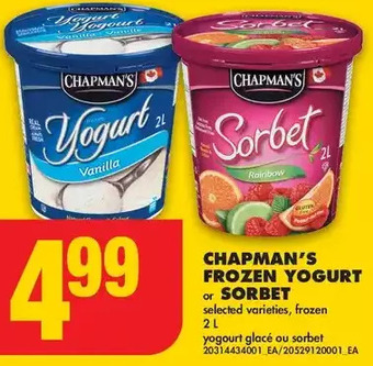 No Frills Chapman's frozen yogurt or sorbet offer