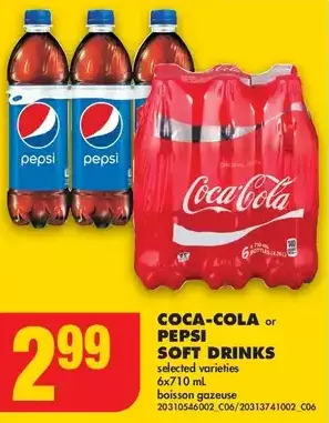 No Frills Coca-cola or pepsi soft drinks offer