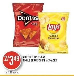 Shoppers Drug Mart SELECTED FRITO-LAY s SINGLE SERVE CHIPS or SNACKS offer