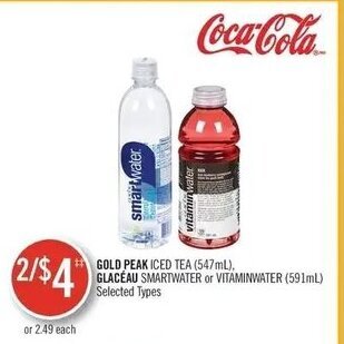 Shoppers Drug Mart GOLD PEAK ICED TEA (547mL), GLACÉAU SMARTWATER or VITAMINWATER (591mL) offer