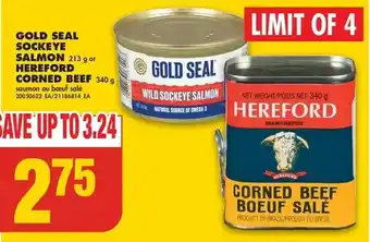 No Frills Gold seal sockeye salmon or hereford corned beef offer