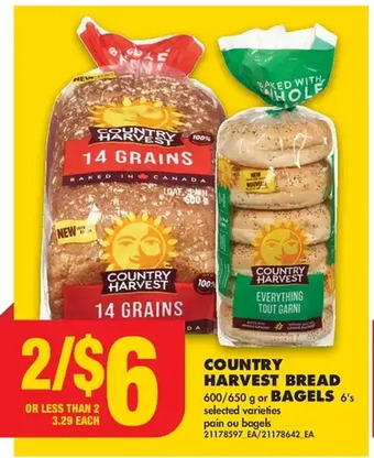 No Frills Country harvest bread or bagels offer