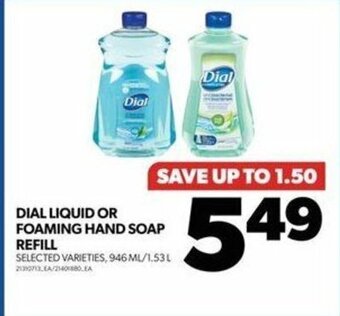 Real Canadian Superstore DIAL LIQUID OR FOAMING HAND SOAP REFILL, 946 ML/1,53 L offer