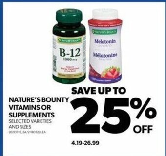Real Canadian Superstore NATURE'S BOUNTY VITAMINS OR SUPPLEMENTS offer