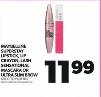 Real Canadian Superstore MAYBELLINE SUPERSTAY LIPSTICK, LIP CRAYON, LASH SENSATIONAL MASCARA OR ULTRA SLIM BROW offer