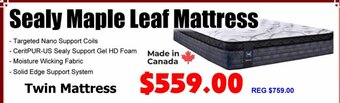 Sealy Maple Leaf Mattress, Twin Mattress