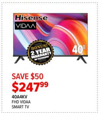 2001 Audio Video Hisense fhd vidaa smart tv offer