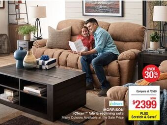 La Z Boy Morrison iclean™ fabric reclining sofa offer