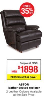 La Z Boy Astor leather seated recliner offer