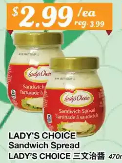 Btrust Supermarket Lady's choice sandwich spread offer