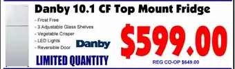 Co-op Atlantic Danby 10.1 CF Top Mount Fridge offer