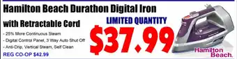 Co-op Atlantic Hamilton Beach Durathon Digital Iron with Retractable Cord offer