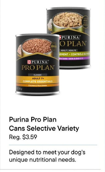 Petvalu Purina Pro Plan Cans Selective Variety offer
