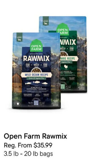 Petvalu Open Farm Rawmix 3.5 lb-20 lb bags offer