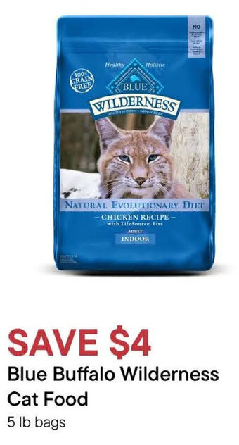 Petvalu Blue Buffalo Wilderness Cat Food 5 lb bags offer