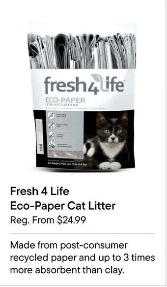 Petvalu Fresh 4 Life Eco-Paper Cat Litter offer
