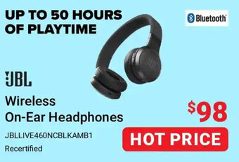 Visions Electronics JBL Wireless On-Ear Headphones UP TO 50 HOURS OF PLAYTIME offer