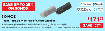 Visions Electronics SONOS Roam Portable Waterproof Smart Speaker offer