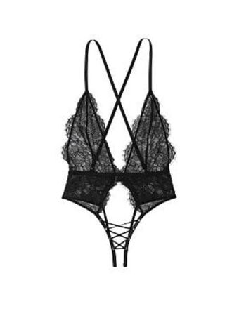 Victoria's Secret Lacy lace-up crotchless teddy offer