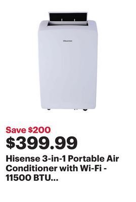 Best Buy Hisense 3-in-1 portable air conditioner with wi-fi - 11500 btu (sacc 8000 btu) - white offer