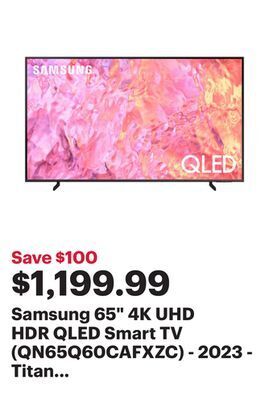 Best Buy Samsung 65 4k uhd hdr qled smart tv (qn65q60cafxzc) - 2023 - titan grey offer