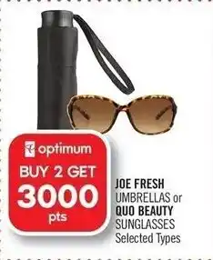 Shoppers Drug Mart JOE FRESH UMBRELLAS or QUO BEAUTY SUNGLASSES offer