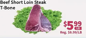 Blue Sky Supermarket Beef short loin steak t-bone offer