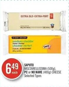 Shoppers Drug Mart SAPUTO MOZZARELLISSIMA (500g), PC or NO NAME (400g) CHEESE offer